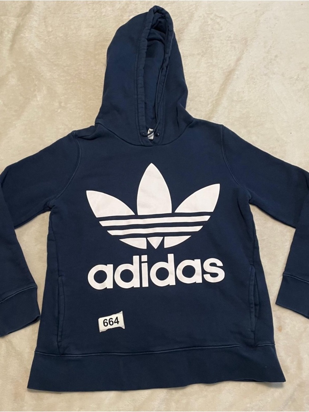 adidas Navy Pullover Hoodie with White Trefoil Logo